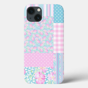 Roses et papillons, coque ipad Faux Patchwork