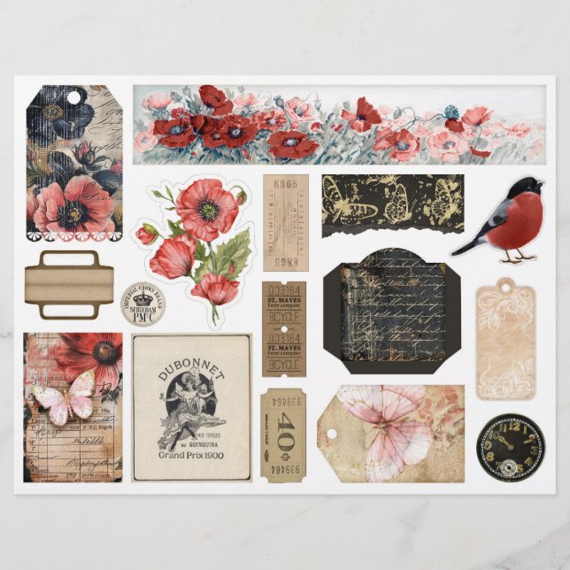 Roses et papillons Ephemera Junk Journal Embel. (Devant)