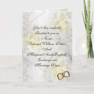 Roses et perles blanches faire-part de mariage