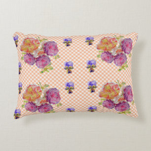 Roses et Violets roses Coussin à décor fleuri Shab