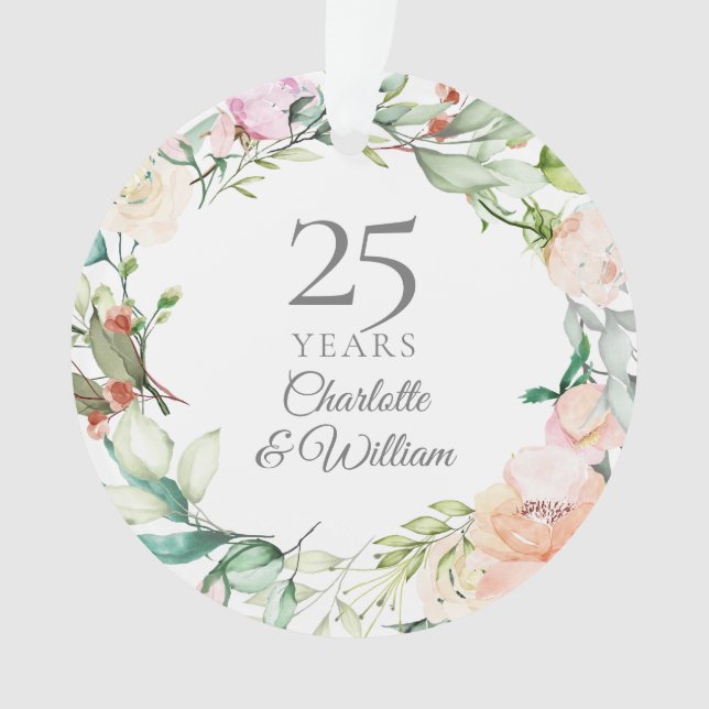 Roses Florales Aquarelle pour les 25 Ans de Mariag (devant)