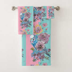 Roses floraux roses Budgie Bird Femmes Aqua rose