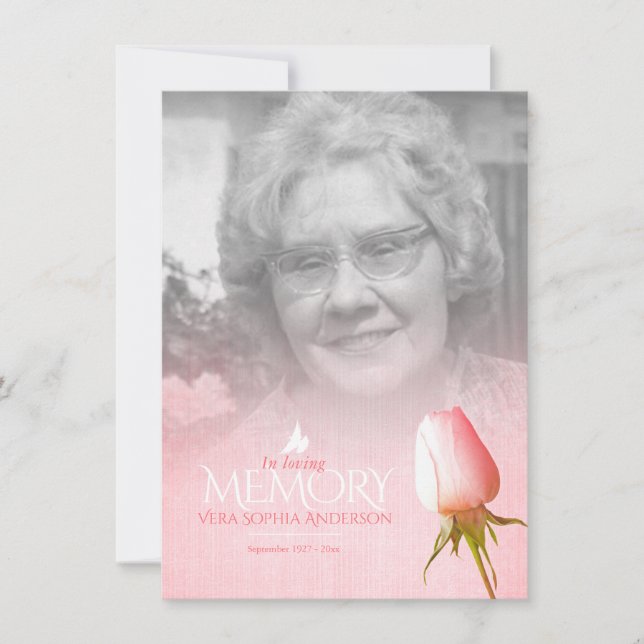 Roses funéraires rose poème de souvenir (Devant)