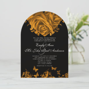 Roses Gold Heart & Papillons Faire-part de mariage