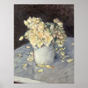 Roses jaunes dans un vase de Caillebott Impression