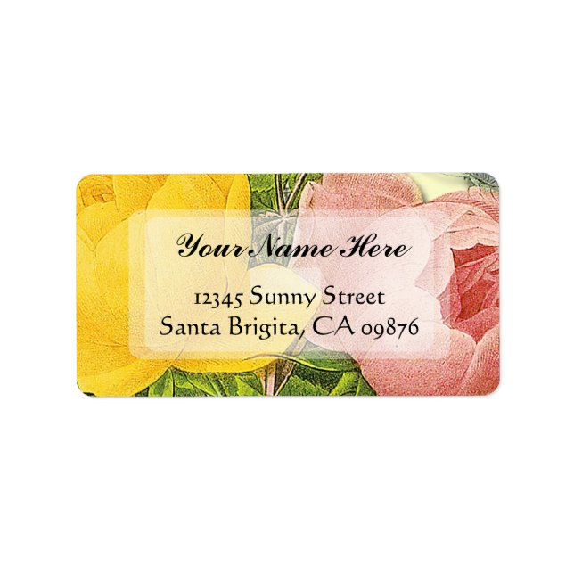 Roses Jaunes Rose Étiquettes de adresse personnali (Devant)