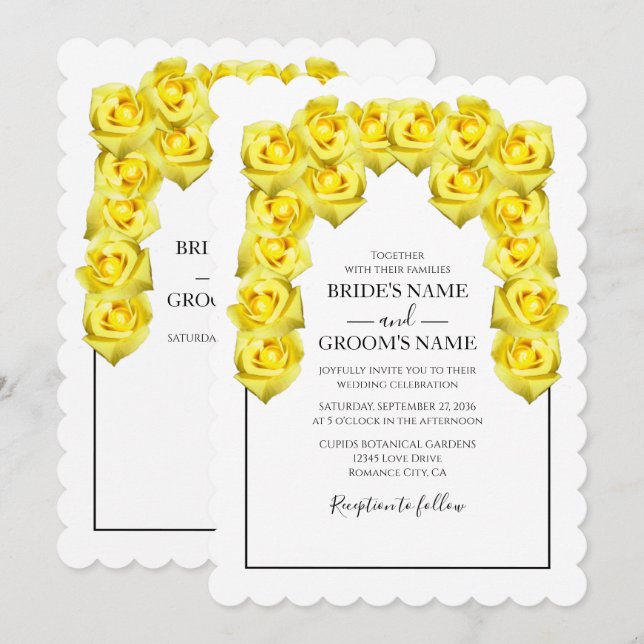 Roses Jaunes Rustiques Invitations de mariage (Devant / Derrière)
