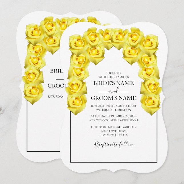 Roses Jaunes Rustiques Invitations de mariage (Devant / Derrière)