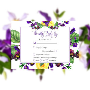 Roses jaunes  Violets Boho mariage floral RSVP