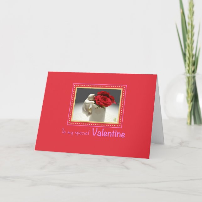Roses Kitty & Tea sur la carte Valentine Rouge (Devant)