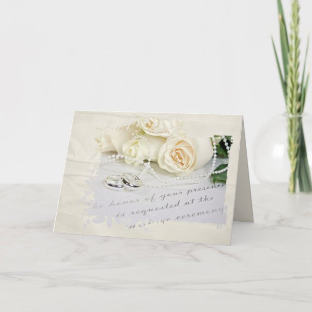 Roses mariages et anneaux sur invitation (Devant)