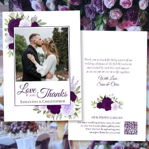 Roses mauve Love & Merci Photo QR Code Mariage