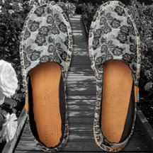 Roses - Noires et Blanches sur Espadrilles Grises
