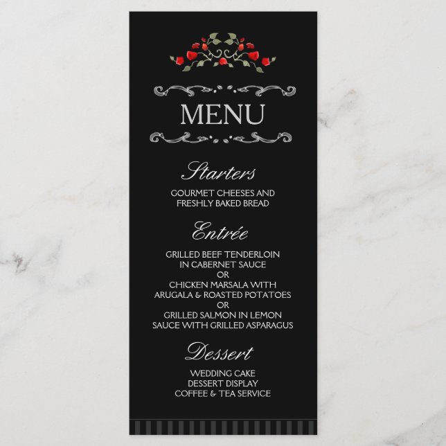 Roses noires et rouges AIVE Matching Menu Mariage (Devant)