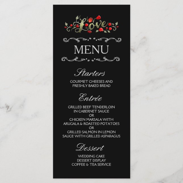 Roses noires et rouges AIVE Matching Menu Mariage (Devant)