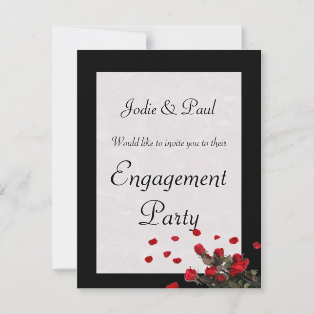 Roses Noires - Invitation de Mariage - Fiançailles (Devant)