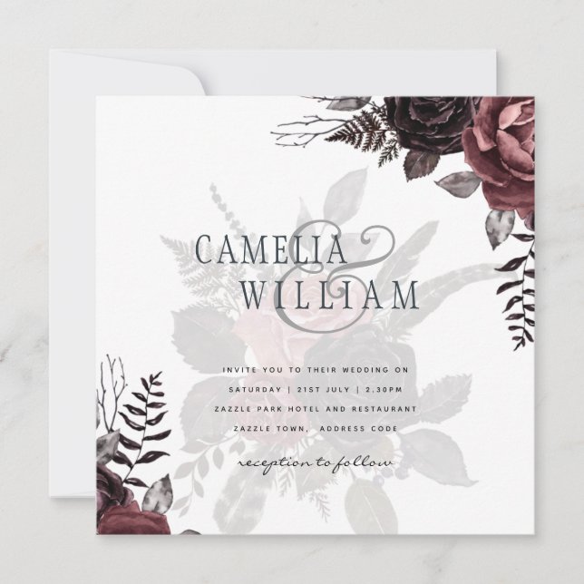 Roses noirs de Bourgogne foncée Mariage automne hi (Devant)