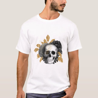 Roses noirs et crâne T-shirt gothique