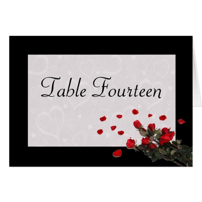 Roses noirs et rouges - cartes de nombre de table (Devant Horizontal)