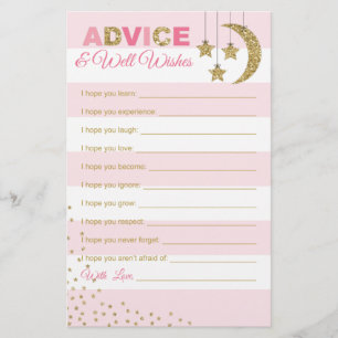 Roses or bien souhaits pour bébé carte de douche j