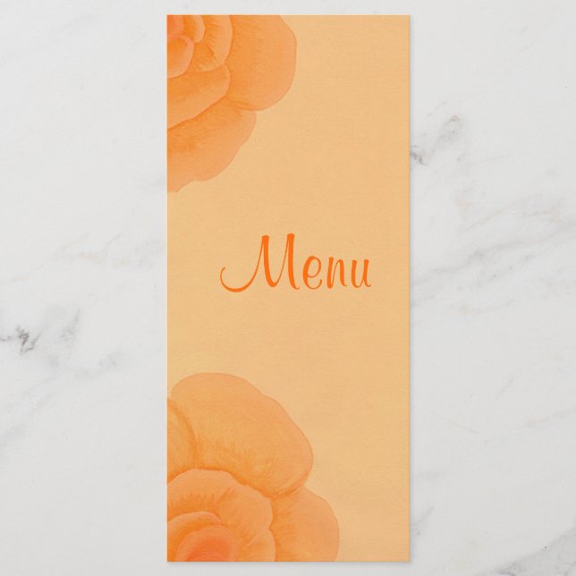 Roses orange défraîchi, cartes de menu personnalis (Devant)