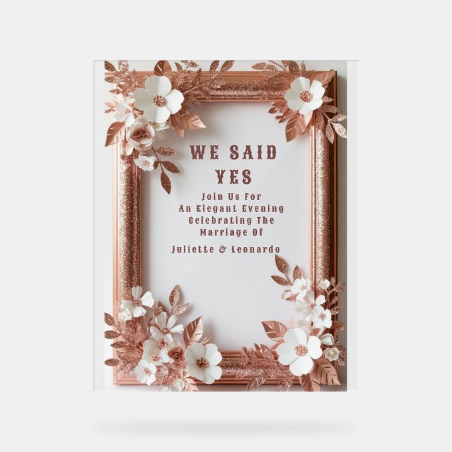 💍 Roses pêche Rose Gold Décoration de mariage de  (Recto)