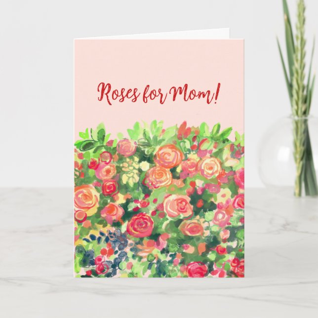 Roses pour maman, carte plat (Devant)