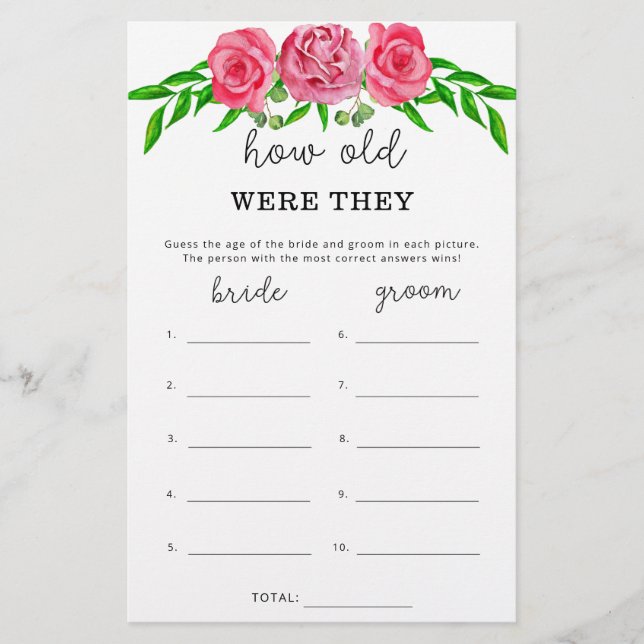 Roses Quel âge avaient-ils la mariée (Devant)