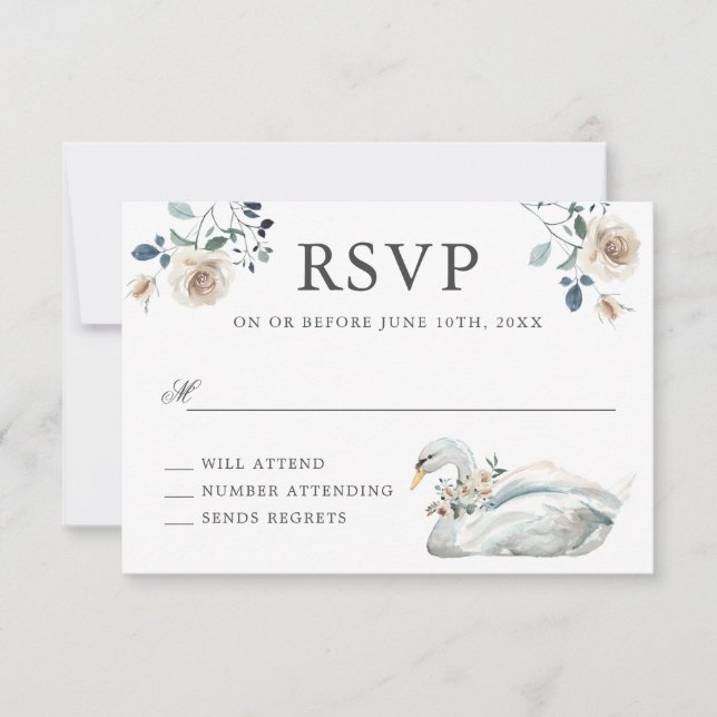 Roses romantiques et mariage des cygnes RSVP (Devant)