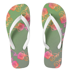 Roses romantiques et Pousse de Plum Paire de tongs