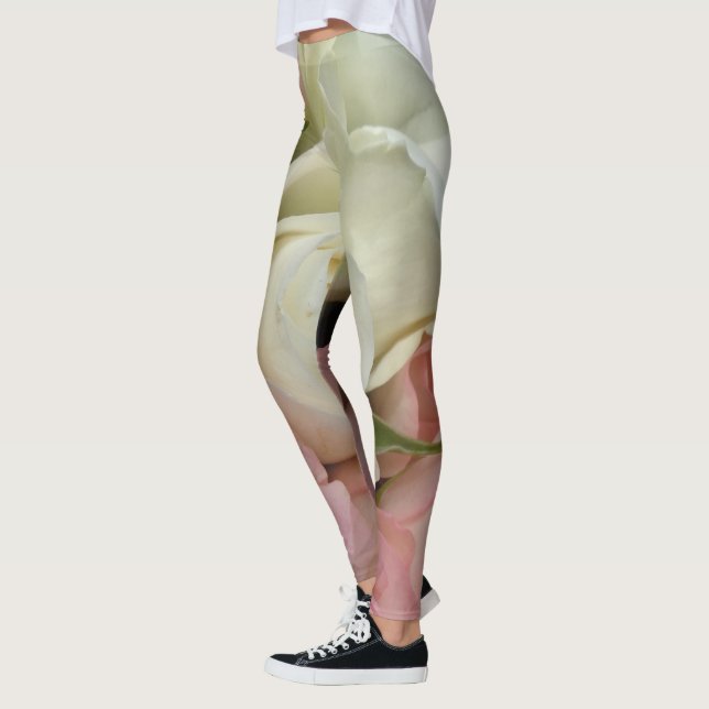 Roses romantiques Fleurs roses douces Leggings flo (Gauche)