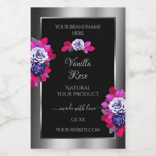Roses rose bleu floral Étiquettes de produit Argen