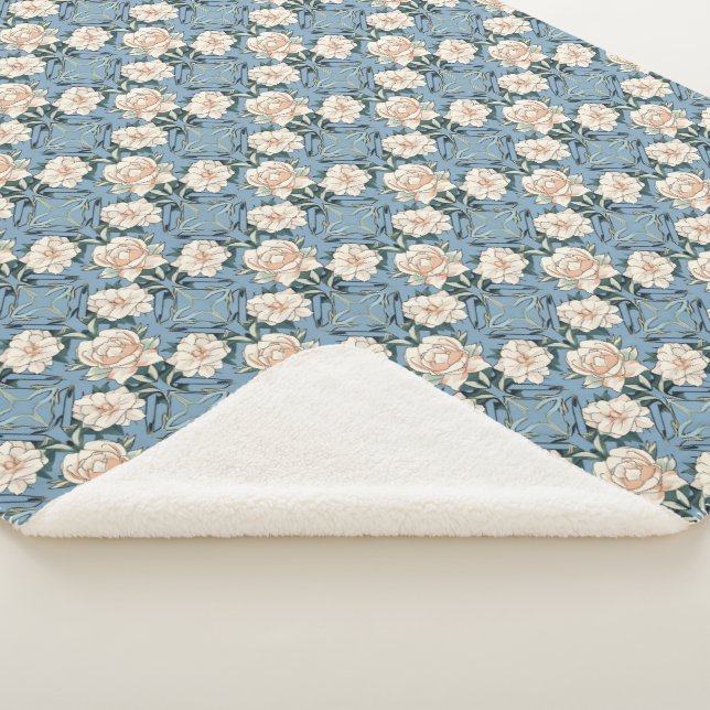 Roses rose bleu vintage Sherpa Jetez la couverture (3/4)