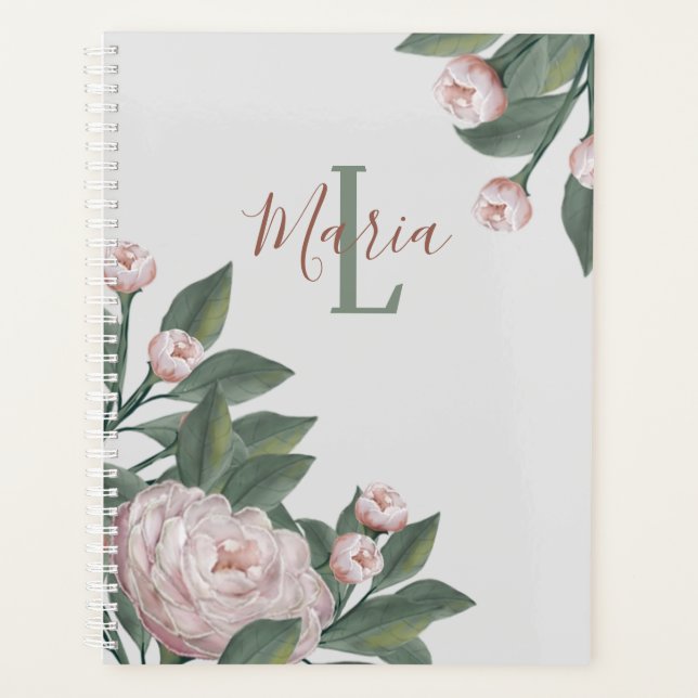 Roses rose florale Fleurs Monogrammes personnalisé (Devant)