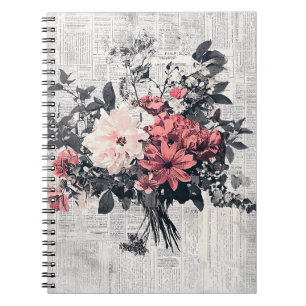 Roses roses corail Art botanique de journal vintag