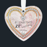 Roses roses |Diamants 21e anniversaire Keepsaké<br><div class="desc">Elégant faux (imprimé) diamants et roses roses roses roses et pampass herbe design ornementale 21e anniversaire par Holiday Hearts Designs (droits réservés).Des champs Modèles sont fournis pour vous de personnaliser avec nom et date. Tous les effets (diamants et tons floraux abstraits) sont faux — ils sont conçus pour apparaître aussi...</div>