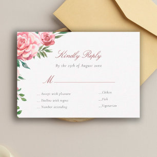 Roses roses élégantes choix repas mariage carte RS