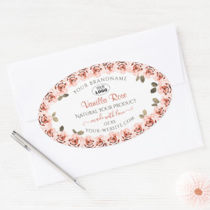 Roses roses élégantes sur le logo Étiquette produi