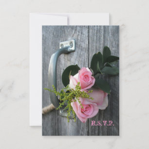 Roses roses et Barnwood épousant RSVP