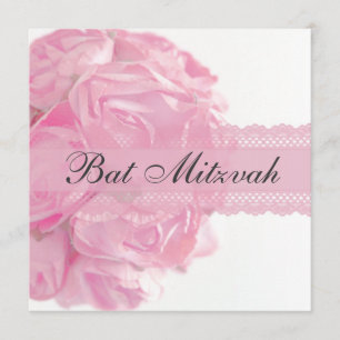 Roses roses et dentelle Bat mitzvah Invitation
