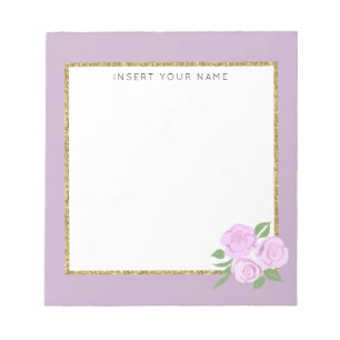 Roses roses et Lilac Bloc-notes personnalisé 5,5 p