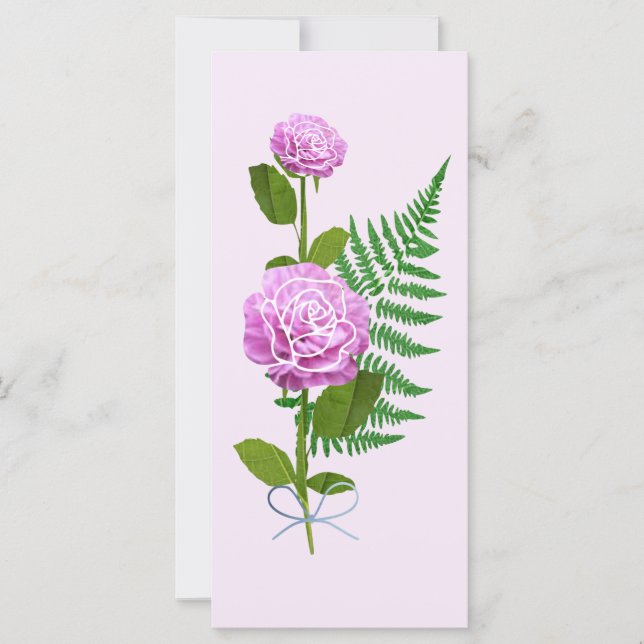 Roses roses et une fougère (Devant)