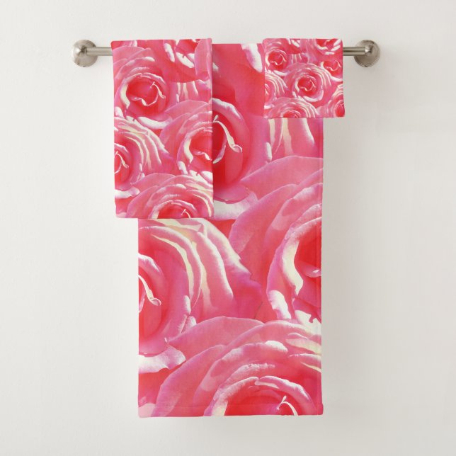 Roses roses motif photo Ensemble de serviettes de  (En situation)