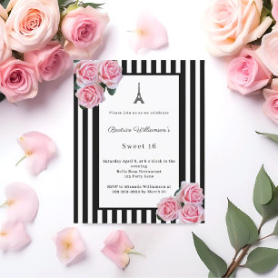 Roses roses noires bandes blanches Paris Sweet 16