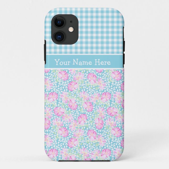 Roses roses, Papillons, En vichy : Coque iPhone 5/ (Dos)