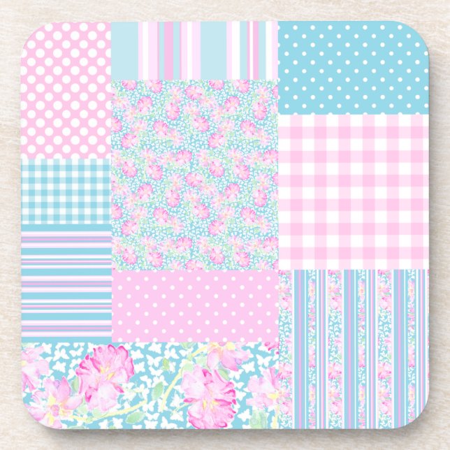 Roses roses, Papillons : Faux Dessous de verre en  (Devant)
