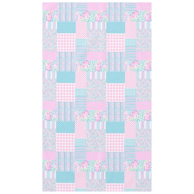 Roses roses, Papillons Faux Patchwork Nappe (Devant)