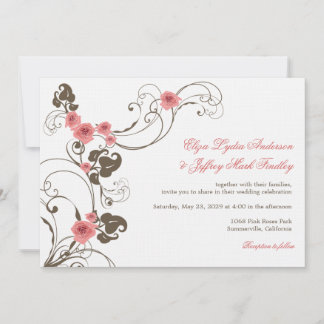 Roses roses Romantiques Florales Invitation de mar