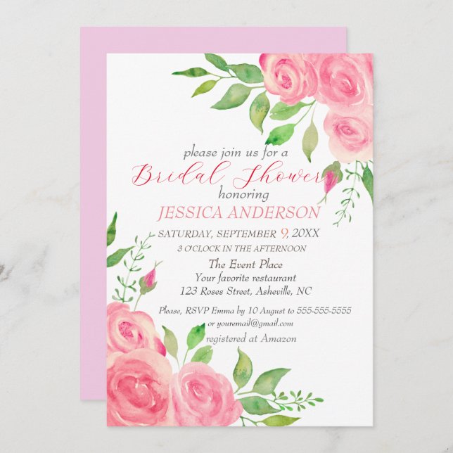 Roses roses rose Floral Bridal Show Invitation (Devant / Derrière)