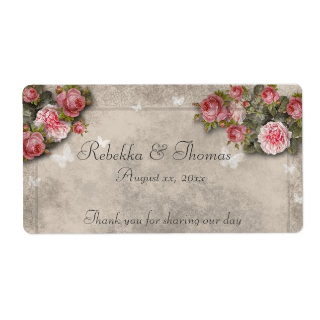 Roses roses roses et papillons Vin / Étiquette de  (Devant)